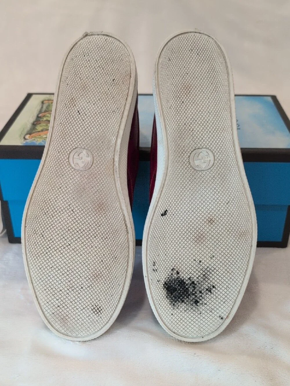 UK 11 Gucci Apollo Ghost Skull Red Slip-on Sneakers